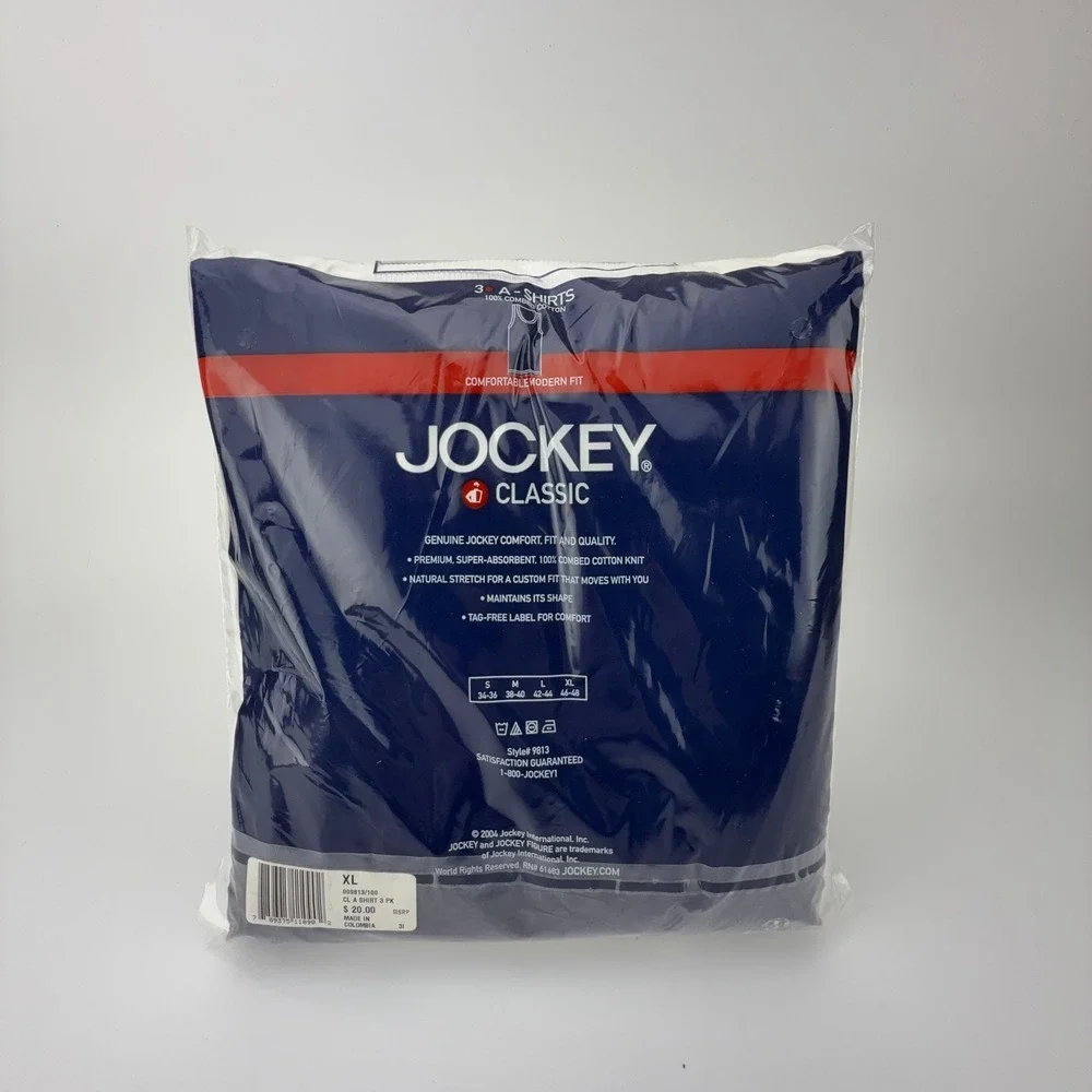 Jockey Classic Mens 3 Pack A-Shirts White 100%‎ Combed Cotton Tank Tops XL 9813